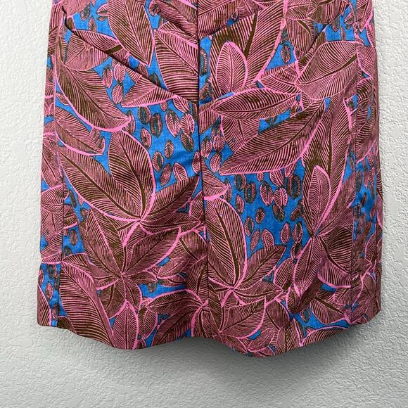 Rachel Roy Pink Green Tropical Linen Blend Pleated Strapless Mini Sheath Dress 0 - Picture 7 of 15